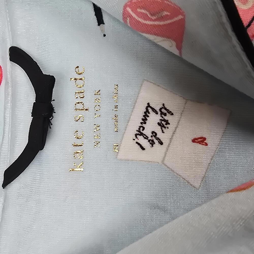 Kate Spade Women's Light Blue Printed Pajama Shirt - Picture 4 of 7